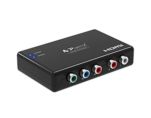 Portta Component to HDMI Converter, YPbPr RGB + R/L Audio to HDMI Converter v1.3 Support 1080P 2 Channel LPCM for HDTV PS2 PS3 HDVD Player Wii Xbox (Component to HDMI) (Converter Without HDMI Cable)
