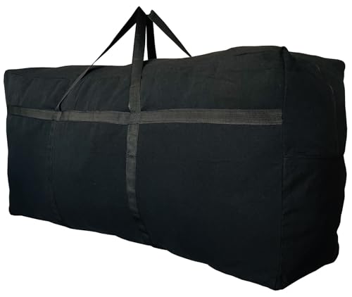 YiKitHom Extra Large Storage Canvas Duffle Bag for Travel, Black Oversized Giant Big Traveling Duffle Bag