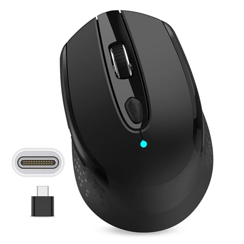 RaceGT Type C Wireless Computer Mouse, USB C Silent Mouse for Laptop, 2.4G Cordless Mouse with 6 Buttons and 3 Adjustable DPI for MacBook Pro/Air, Laptop, Deskbtop, PC