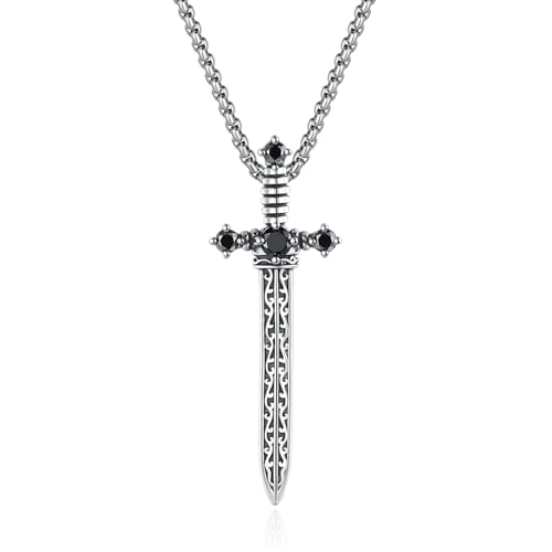 Gothic Stainless Steel Sword Necklace for Both Men and Women 20'