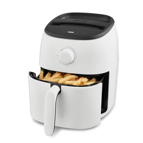 DASH Tasti-Crisp Express Air Fryer Oven, 2.6 Qt., White – Compact Air Fryer for Healthier Food in Minutes, Ideal for Small Spaces - Auto Shut Off, Analog, 1000-Watt