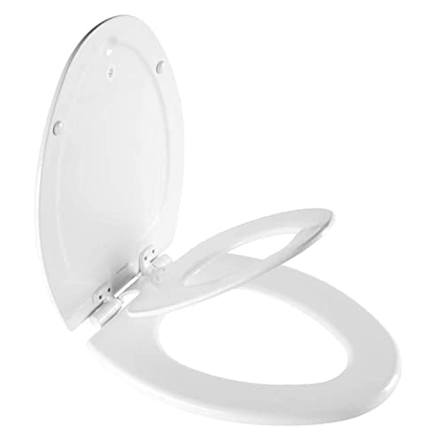 MAYFAIR 1888SLOW 000 NextStep2 Toilet Seat with Built-In Potty Training Seat, Slow-Close, Removable that will Never Loosen, ELONGATED, White