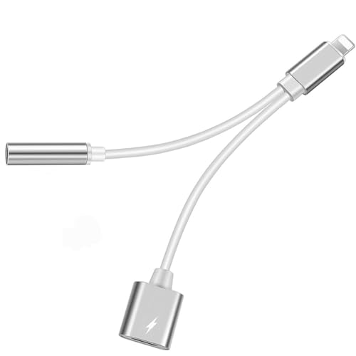 [Apple MFi Certified] Lightning to 3.5mm Headphone Jack Adapter for iPhone,2 in 1 AUX Audio + Charger Splitter Dongle Compatible with iPhone 14/13/12/11/XS/XR/X/7 8/Pad, Support All iOS System