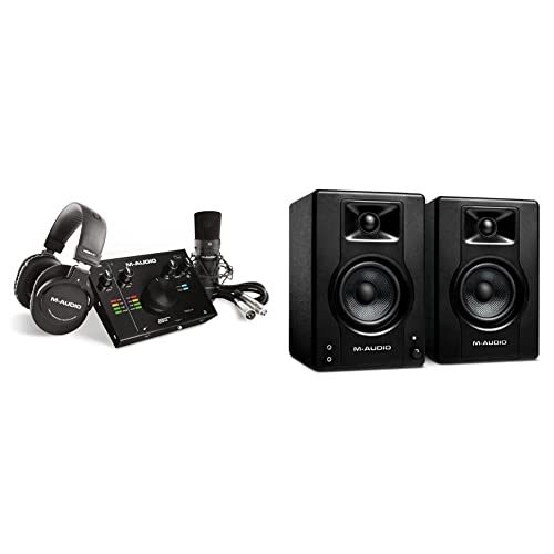 M-Audio AIR 192,4 Vocal Studio Pro + BX3, Scheda Audio USB Interfaccia Audio con Cuffie, Microfono a Condensatore e Casse attive Monitor da studio per PC Amplificate da Scrivania con Accessori
