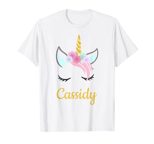 Cassidy White Unicorn Name T-Shirt