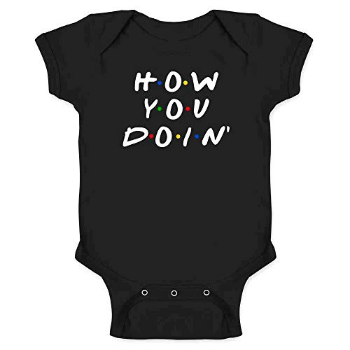 Pop Threads How You Doin Quote Funny 90s Retro Infant Baby Boy Girl Bodysuit Black 6M