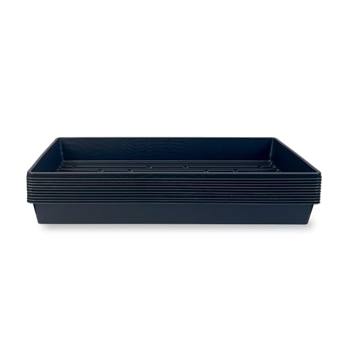 Living Whole Foods 10 Plant Growing Trays (No Drain Holes)-20'x10'-Perfect Garden Seed Starter Grow Trays: for Seedlings, Indoor Gardening, Growing Microgreens, Wheatgrass & More - Soil or Hydroponic