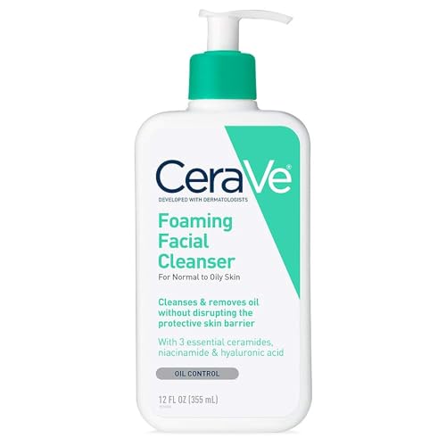 CeraVe Foaming Facial Cleanser | Daily Face Wash for Oily Skin with Hyaluronic Acid, Ceramides, and Niacinamide| Fragrance Free Paraben Free | 12 Fluid Ounce