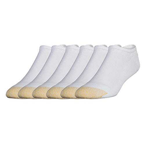 GOLDTOE Men's 656F Cotton No Show Athletic Socks, Multipairs, White (6-Pairs), Large