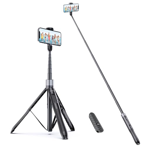 ATUMTEK 60' Selfie Stick Tripod, All in One Extendable Phone Tripod Stand with Bluetooth Remote 360° Rotation for iPhone and Android Phone Selfies, Video Recording, Vlogging, Live Streaming, Black