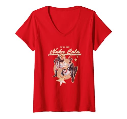 Womens Fallout Video Game Retro Nuka Cola Ad V-Neck T-Shirt