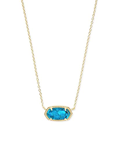 Kendra Scott Elisa Pendant Necklace for Women, Fashion Jewelry, 14k Gold-Plated, Bronze Veined Red Turquoise