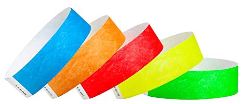 WristCo 5 Color Variety Pack Tyvek Wristbands for Events - 500 Count - Comfortable Tear Resistant Paper Bracelets ID Wrist Bands for Concerts Festivals Admission Party Identification