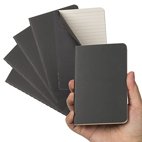 TWONE Pocket Notebook, 6 Pack Softcover Mini Notebooks 3.5' x 5.5' Black Notebook Small Memo Notepad for Men Women Kids Traveler Author, 30 Sheets,60 Lined Pages