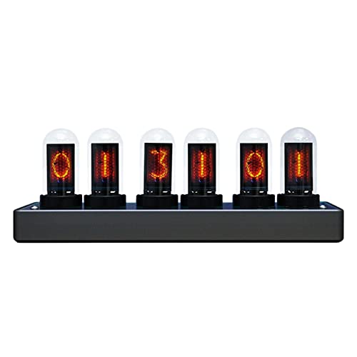 Adventurers IPS Nixie Tube Clock, Creative Electronic Clock, DIY Nixie Tube Clock Simulation with 6-Bit IPS LCD Screen,12/24 Hours, RGB Backlit Desktop Decoration,Gifts for Decorating Rooms and Desks