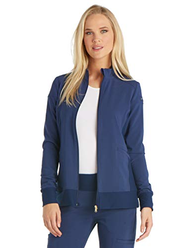 iflex by Cherokee Uniforms Zip Front Scrub Jackets for Women Plus Size CK303, M, Navy