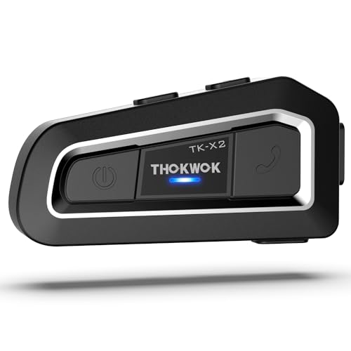 THOKWOK Motorcycle Helmet Bluetooth Headset Up to 3 Riders, TK-X2 1000m Helmet intercom for Snowmobile, Motocross Bluetooth Communication System ATV Headphones