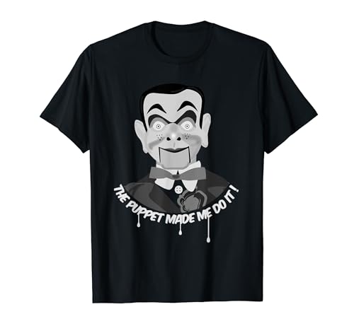 THE PUPPET MADE ME DO IT Ventriloquist Dummy Funny Halloween T-Shirt