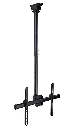 Mount-It Ceiling TV Mount Bracket, Fits 40 42 47 50 55 60 70 Inch Flat Panel Televisions, Adjustable Height Telescoping Tilt and Swivel, Mount on Vaulted Ceilings Up To VESA 600x400 (MI-509L), Black
