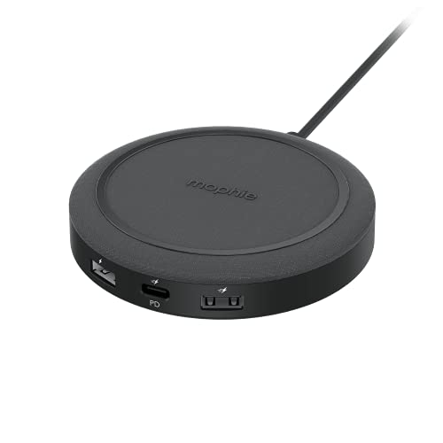 mophie - Wireless Charging hub Universal Wireless Charging hub with USB-A and USB-C Ports. for AirPods, iPhone, Google Pixel, Samsung Galaxy, Qi-Enabled Devices, USB-C and USB-A Devices - Black