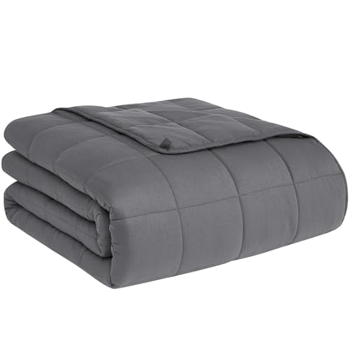 CUTEKING Weighted Blanket for Adults (15lbs, 48'x72', Full, Grey) Heavy Blanket for 140-150lbs for Cooling & Heating with Premium Glass Beads, Soft Thick Blanket for All-Season