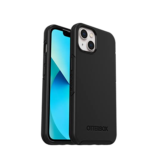 OtterBox iPhone 13 (ONLY) Symmetry Series Case - BLACK, ultra-sleek, wireless charging compatible, raised edges protect camera & screen