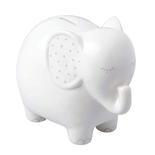 Pearhead Ceramic Elephant Bank, Gender-Neutral Baby Boy or Baby Girl Nursery Décor, Money Bank, Baby Keepsake, White