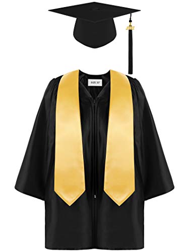 Aneco Preschool Kindergarten Graduation Gown Cap Set with 2023 Tassel and Graduation Sash for Child Size (Black, Small)