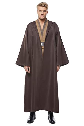 Adult Outfit Costume Tunic Hooded Robe Uniform Brown Version Large