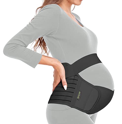 ChongErfei Pregnancy Belly Belly Bands 3 in 1 Pregnancy Support Belt for Pregnancy Back/Pelvic/Hip Pain, Pregnancy with Ab Support (XL:Fit Ab 46'-57.2', Black)