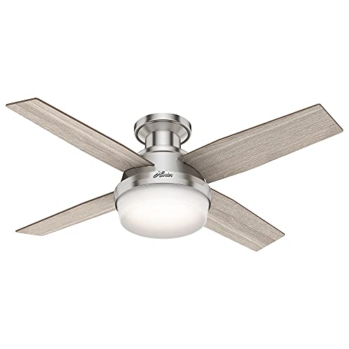 Hunter Fan Company 50282 Hunter Dempsey Indoor Low Profile Ceiling Fan with LED Light and Remote Control, 44', Brushed Nickel Finish
