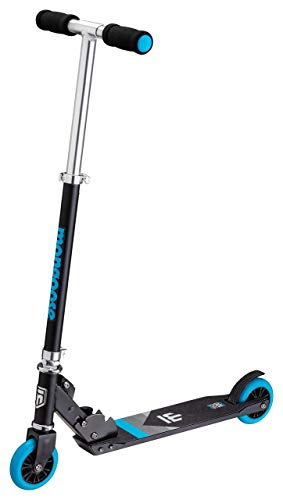 Mongoose Trace Youth/Adult Kick Scooter Folding and Non-Folding Design, Regular, Lighted, and Air Filled Wheels, Multiple Colors, Black/Blue, 100mm Wheels