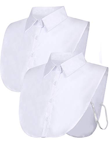 Tatuo 2 Pieces Fake Collar Detachable Blouse Dickey Collar Half Shirts False Collar for Women Favors (Large, White)