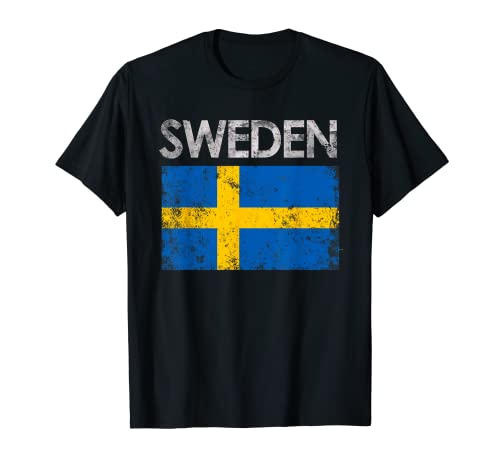 Vintage Sweden Swedish Flag Pride Gift T-Shirt