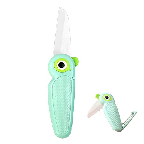 S.ROKE TTAN Portable Ceramic Paring Knife - 2.5 Inches Sharp Blade, Small Folding Knife, Cutter Peeler 2 in 1, Mini Cute Portable Fruit Knife for Travel, Camping (Green)