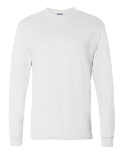 Hanes mens Essentials Long Sleeve T-shirt Value Pack (4-pack) fashion t shirts, White, Large US