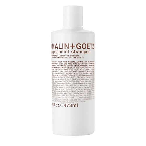 Malin + Goetz Peppermint Shampoo, 16 Fl. Oz. - Men & Women Clarifying Shampoo, Natural Hair Shampoo to Cleanse & Hydrate, Scalp Shampoo Treatment for All Hair Types, Vegan & Cruelty-Free