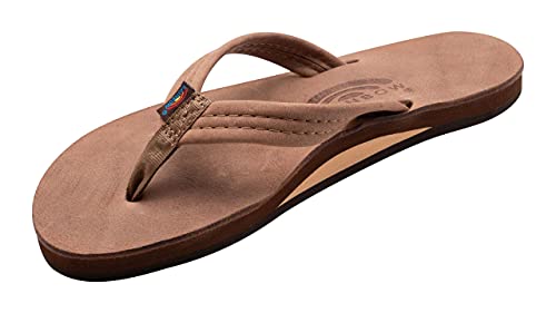 Rainbow Sandals Ladies Luxury Leather - Single Layer Arch Support with a 3/4' Medium Strap Nogales Wood, Ladies size L / 7.5-8.5