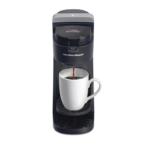 Hamilton Beach The Scoop Single Serve Coffee Maker & Fast Grounds Brewer for 8-14oz. Cups, Brews in Minutes, Black (47620), Next Gen