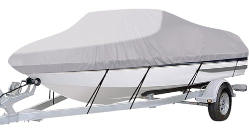 iCOVER Trailerable Boat Cover- 17'-19' Waterproof Heavy Duty Boat Cover, Fits V-Hull,Fish&Ski,Pro-Style,Fishing Boat,Runabout,Bass Boat, up to 17ft-19ft Long X 96' Wide