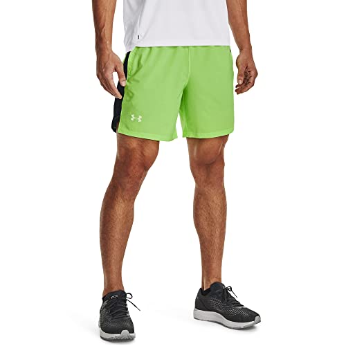 Under Armour Mens Launch Stretch Woven 7'' Shorts, Quirky Lime/Black/Reflective, Large US