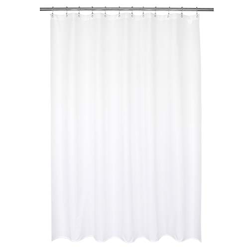 Barossa Design Waterproof Fabric Shower Curtain Liner Microfiber 70' W x 72' H - Hotel Quality, Machine Washable, White Shower Liner for Bath Tub, 70x72 Inches
