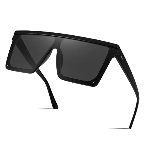 FEISEDY Oversized Sunglasses Mens Womens Flat Top Square Trendy Visor Shades UV400 B2470