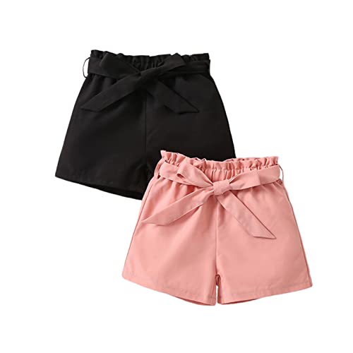 FIN86 2PCS Toddler Shorts Girls 4t Newborn Infant Baby Girls Solid Spring Summer Shorts Belt Clothes 4t Girls Soccer Shorts Black