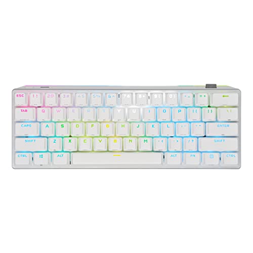 Corsair K70 PRO MINI WIRELESS RGB 60% Mechanical Gaming Keyboard - Fastest Sub-1ms Wireless, Swappable CHERRY MX Red Keyswitches, Aluminum Frame, PBT Double-Shot Keycaps - NA Layout, QWERTY - White