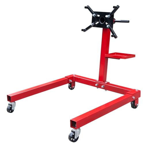 BIG RED TAM25671 Torin Steel Rotating Engine Stand with 360 Degree Adjustable Mounting Head and Extra Tool Storage Tray: 5/8 Ton (1,250 lb) Capacity, Red