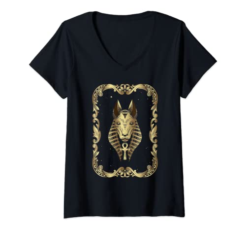 Womens Egyptian god Tarot card V-Neck T-Shirt