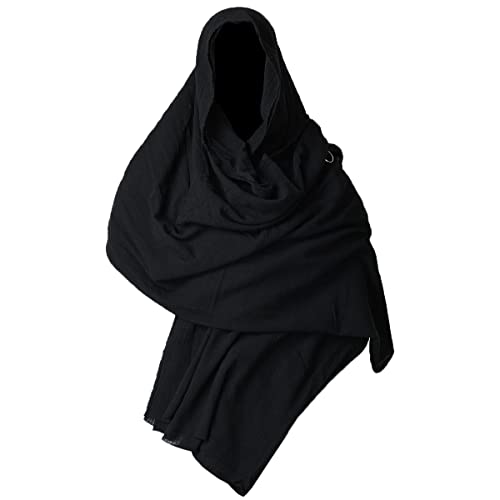 GRACEART Post Apocalyptic Shawl Hood Scarf Shaman Cowl Medieval Costume Sash Black