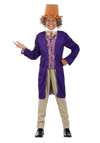 Fun Costumes Willy Wonka Outfit for Kids, Candy Man Boy's, Halloween, Purple Jacket Chocolate Factory Uniform Medium