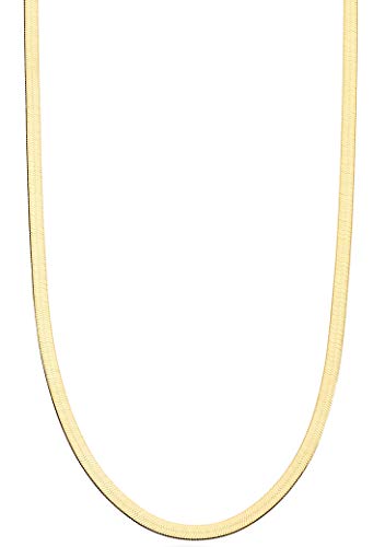 Miabella 18K Gold Over Sterling Silver Italian Solid 3.5mm Flexible Flat Herringbone Chain Necklace for Women, Made in Italy (Length 16 Inches (women's choker length))